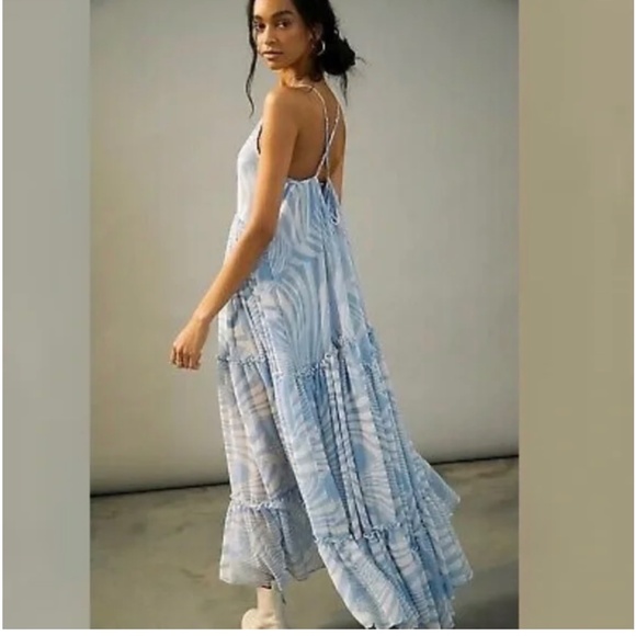 NEW Anthropologie Misa Los Angeles Kalita Maxi Dress in Casablanca Blue Shell XL - Picture 4 of 15